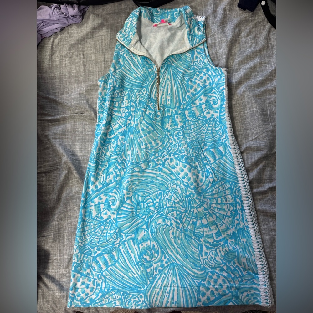 Lilly Pulitzer Aqua and White Patterned Mini Dress